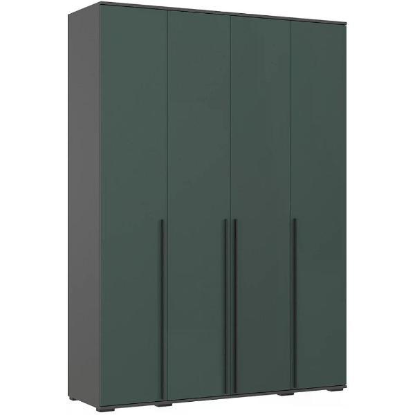 Шкаф распашной МИФ Мебель 4-х створчатый 1600, в современном стиле, Графит/Изумрудный