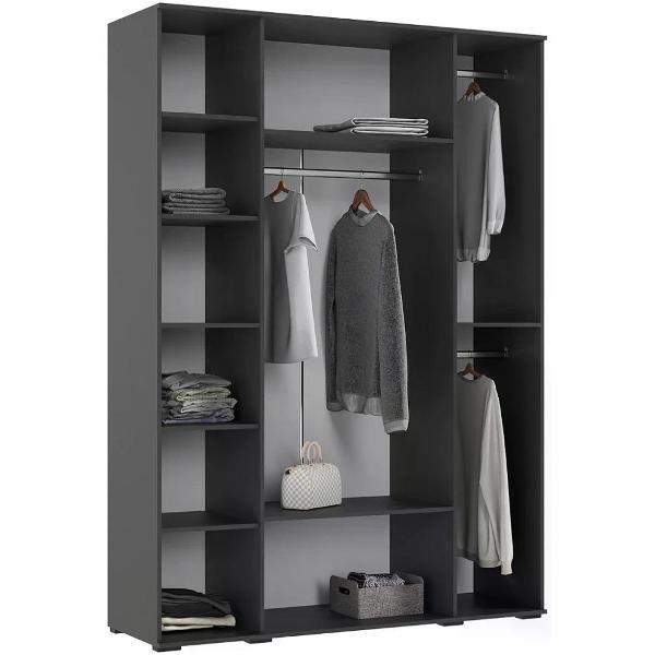 Шкаф распашной МИФ Мебель 4-х створчатый 1600, в современном стиле, Графит/Изумрудный