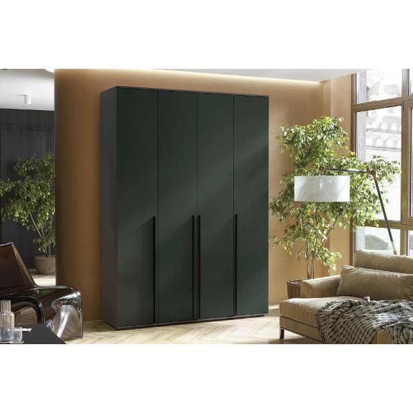 Шкаф распашной МИФ Мебель 4-х створчатый 1600, в современном стиле, Графит/Изумрудный