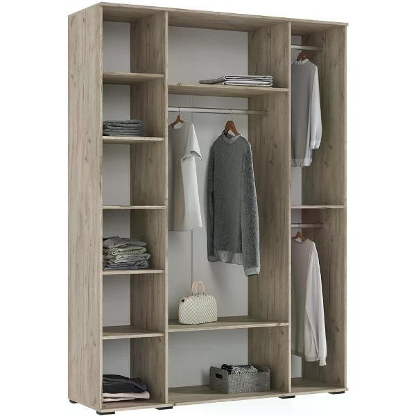 Шкаф распашной МИФ Мебель 4-х створчатый 1600, в современном стиле, Крафт серый/Кашемир