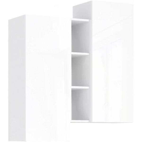 Шкаф распашной МИФ Мебель подвесной комбинированный, в современном стиле, Белый/Белый глянец