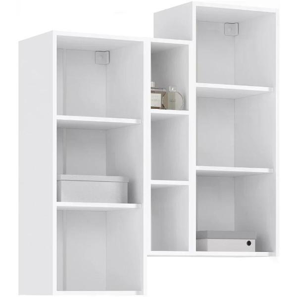 Шкаф распашной МИФ Мебель подвесной комбинированный, в современном стиле, Белый/Белый глянец