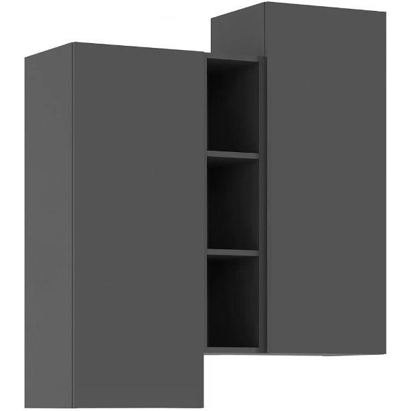Шкаф распашной МИФ Мебель подвесной комбинированный, в современном стиле, Графит серый