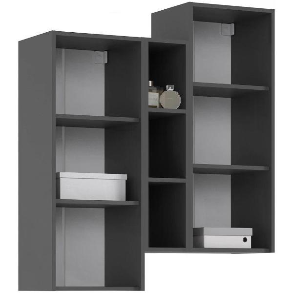 Шкаф распашной МИФ Мебель подвесной комбинированный, в современном стиле, Графит серый
