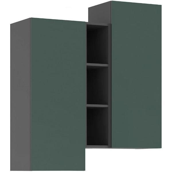 Шкаф распашной МИФ Мебель подвесной комбинированный, в современном стиле, Графит/Изумрудный
