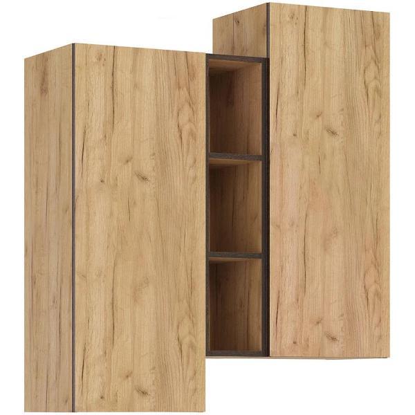 Шкаф распашной МИФ Мебель подвесной комбинированный, в современном стиле, Дуб крафт (кромка венге)