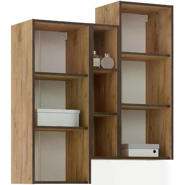 Шкаф распашной МИФ Мебель подвесной комбинированный, в современном стиле, Дуб крафт (кромка венге)