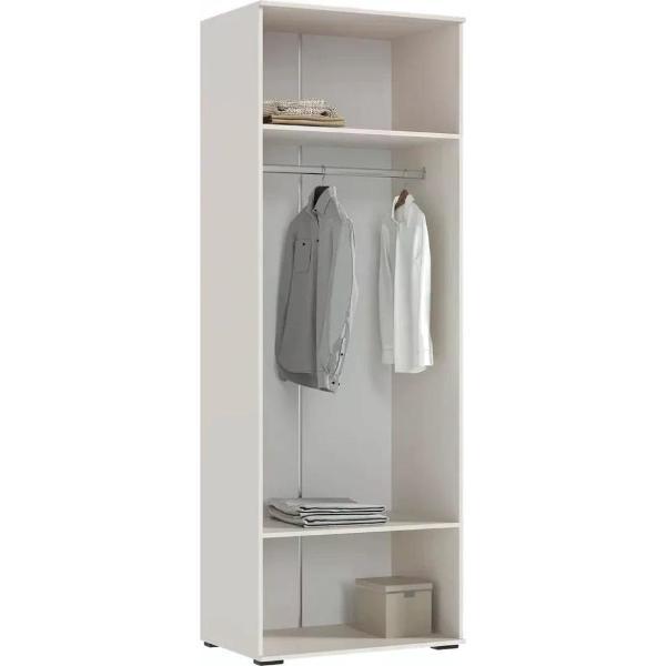 Шкаф распашной МИФ Мебель Комплект из двух двухдверных шкафов и пенала со стеклом, ЛДСП, с подсветкой, кашемир