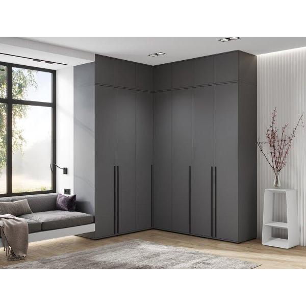 Шкаф распашной МИФ Мебель Комплект из трех шкафов с антресолями: двухдверный, угловой и трехдверный, графит