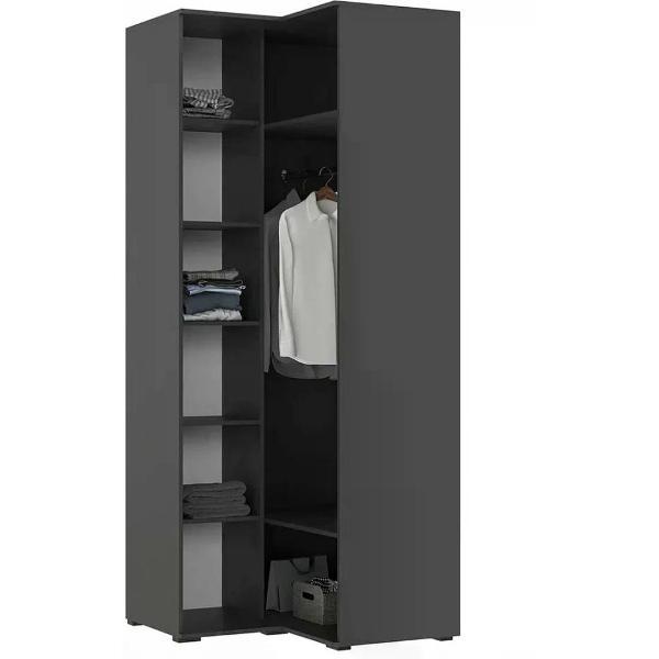 Шкаф распашной МИФ Мебель Комплект из трех шкафов с антресолями: двухдверный, угловой и трехдверный, графит