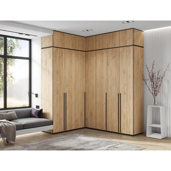 Шкаф распашной МИФ Мебель Комплект из трех шкафов с антресолями: двухдверный, угловой и трехдверный, крафт