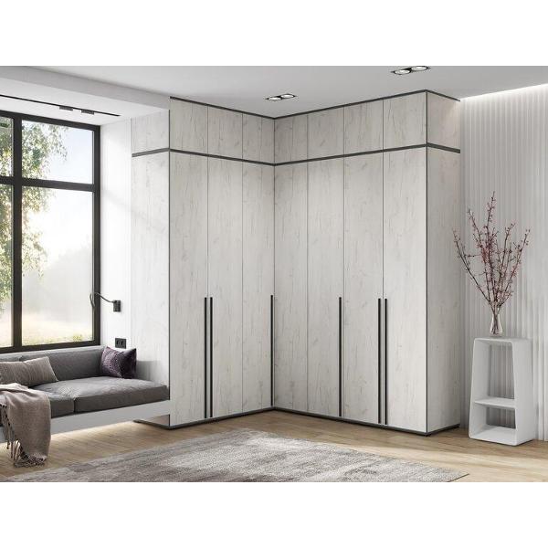 Шкаф распашной МИФ Мебель Комплект из трех шкафов с антресолями: двухдверный, угловой и трехдверный, крафт белый