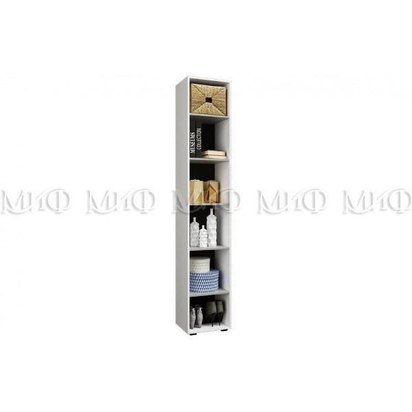 Шкаф распашной МИФ Мебель Пенал 500 в современном стиле (5 полок), Белый глянец, Белый (МДФ)