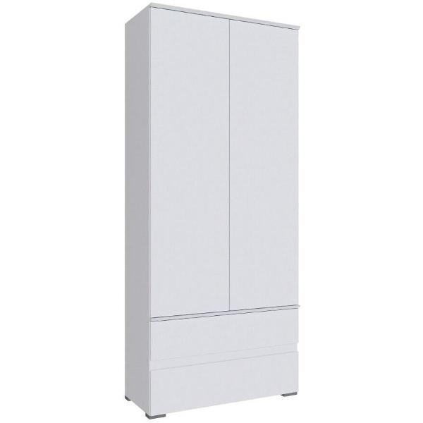 Шкаф распашной ТЭКС мебель двухстворчатый с выдвижной штангой, 4 полками и 2 ящиками, белый