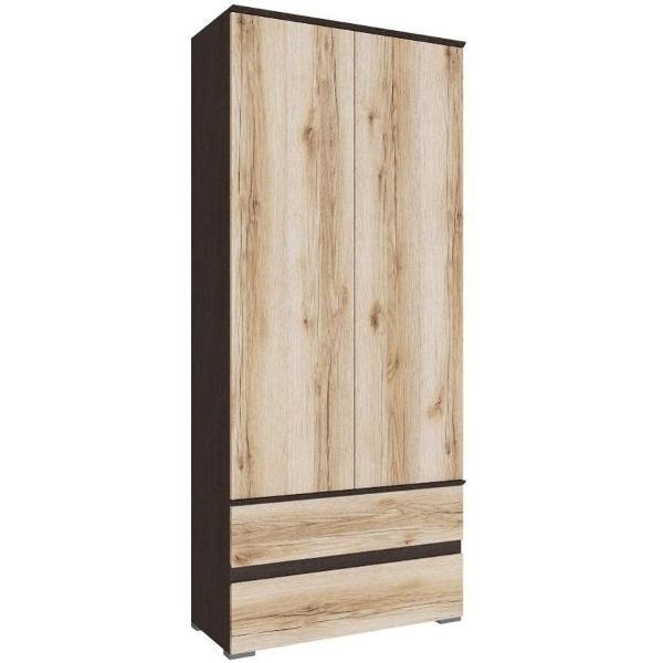 Шкаф распашной ТЭКС мебель двухстворчатый с выдвижной штангой, 4 полками и 2 ящиками, венге/дуб делано