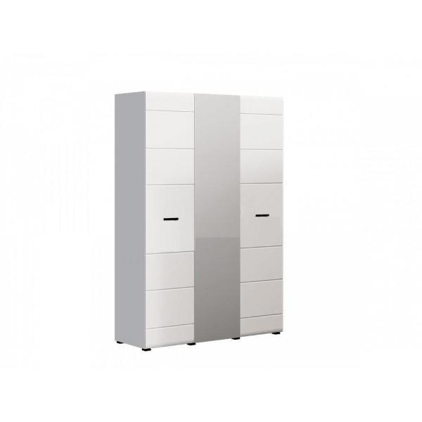 Шкаф распашной МИФ Мебель МДФ 3-дверный со штангой для вешалок и полками, Дуб Сонома/Белый глянец