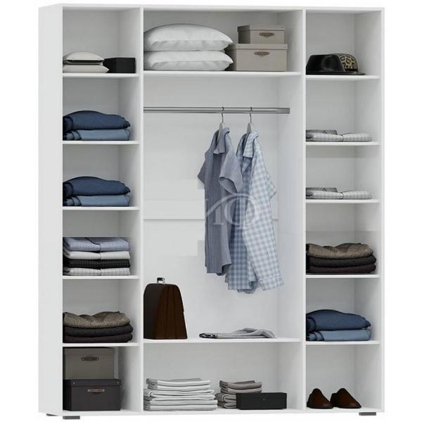 Шкаф распашной МИФ Мебель 4х-дверный в современном стиле, Белый глянец / Белый (МДФ)