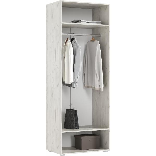 Шкаф распашной МИФ Мебель 2-х ств. 800 (ЛДСП), в современном стиле, (Дуб Крафт Белый/Дуб Крафт Белый)