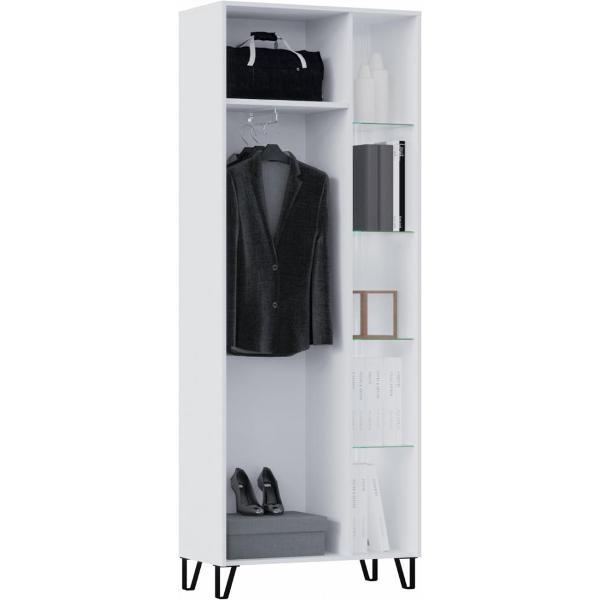 Шкаф распашной МИФ Мебель в стиле лофт, 5 полок + штанга, Белый, Белый глянец (ЛДСП)