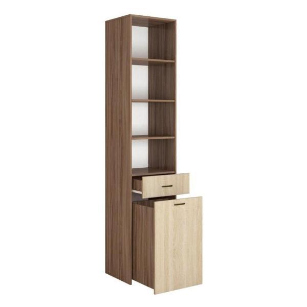 Шкаф распашной ТЭКС мебель Пенал с двумя ящиками (1 дверь), ЛДСП, ясень шимо/дуб сонома