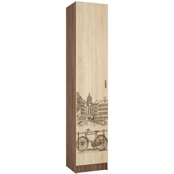 Шкаф распашной ТЭКС мебель Пенал с фотопечатью, ЛДСП, ясень шимо/дуб сонома