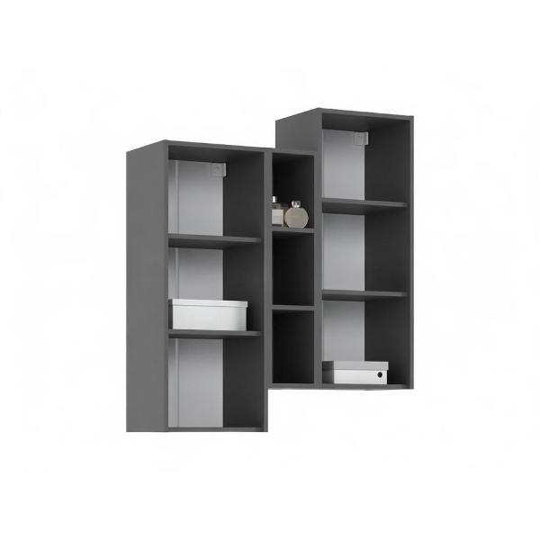 Шкаф распашной МИФ Мебель подвесной комбинированный, современный, (Графит Софт NEW, Графит)