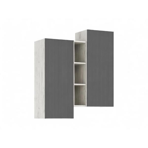 Шкаф распашной МИФ Мебель подвесной комбинированный (Графит Софт NEW, Дуб Крафт Белый)