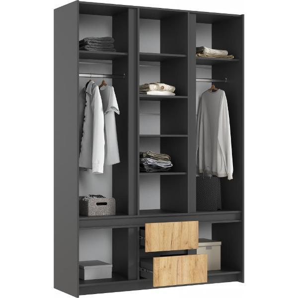 Шкаф распашной МИФ Мебель 3-х створчатый (1500), со штангой и ящиками, Дуб