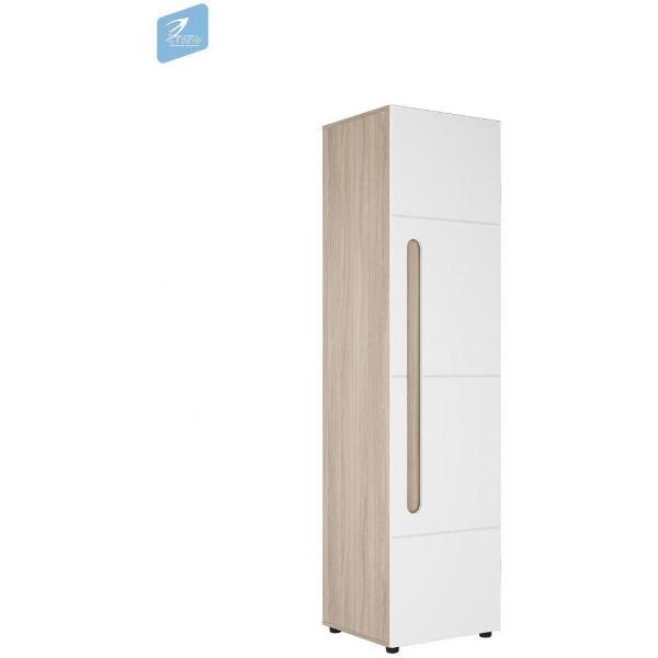 Шкаф распашной МК Стиль 1-дверный в современном дизайне, Шимо светлый/Белый глянец