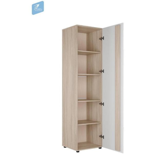 Шкаф распашной МК Стиль 1-дверный в современном дизайне, Шимо светлый/Белый глянец