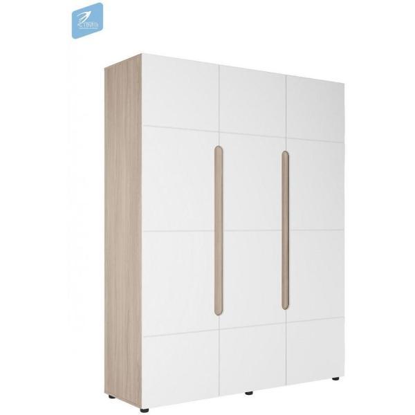 Шкаф распашной МК Стиль 3-х створчатый распашной, Шимо светлый/Белый глянец