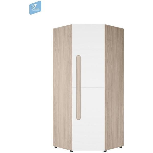 Шкаф распашной МК Стиль однодверный угловой (45 градусов), Шимо светлый/Белый глянец