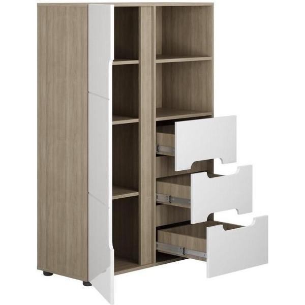 Шкаф распашной МК Стиль низкий комбинированный, Шимо светлый/Белый глянец