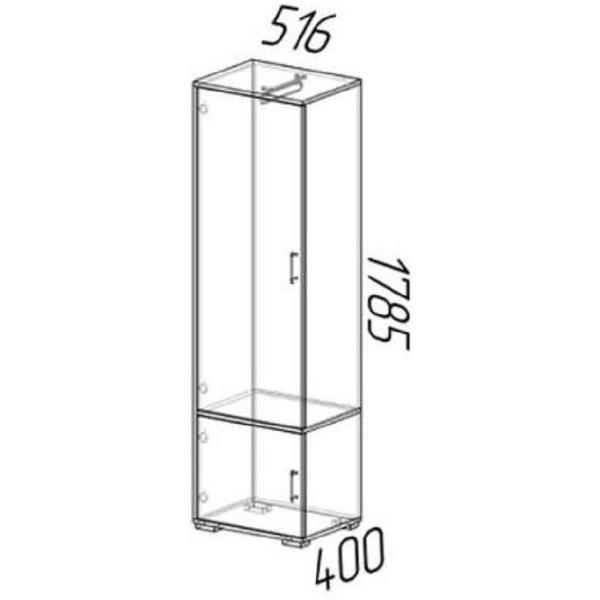 Шкаф распашной ЭРА Пенал для гостиной, Ясень шимо светлый/темный