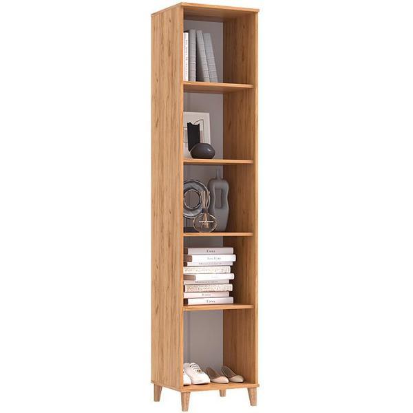 Шкаф распашной МИФ Мебель Пенал закрытый с полками для хранения, Крафт золотой/Браш вайт