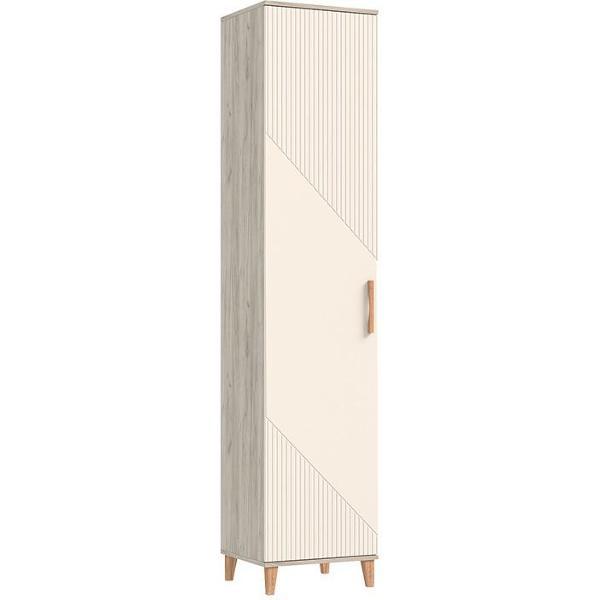 Шкаф распашной МИФ Мебель Пенал закрытый с полками для хранения, Крафт серый/Кашемир