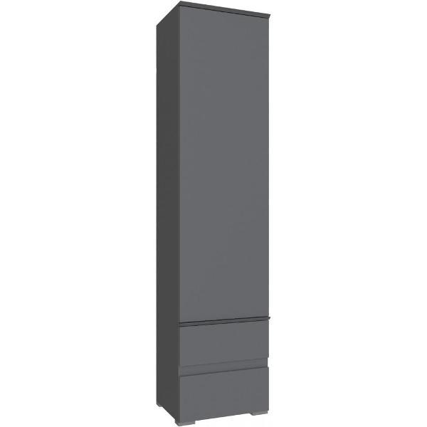 Шкаф распашной ТЭКС мебель Пенал закрытый для гостиной, с двумя ящиками, Графит серый ЛДСП