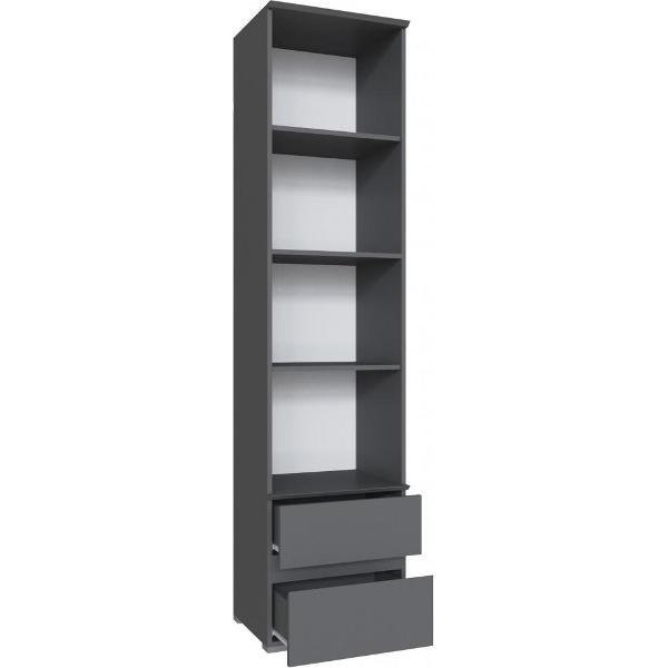 Шкаф распашной ТЭКС мебель Пенал закрытый для гостиной, с двумя ящиками, Графит серый ЛДСП