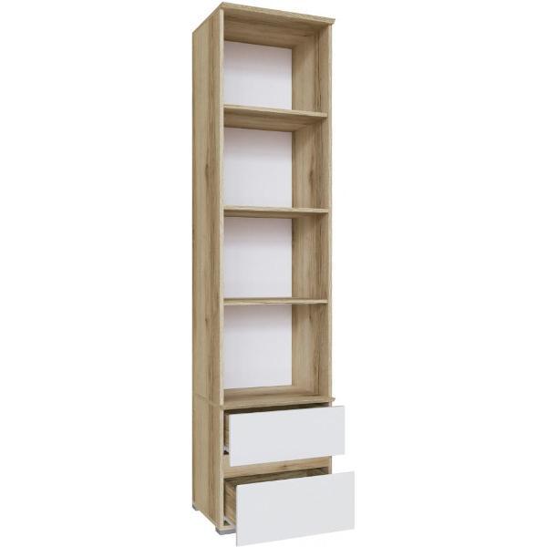 Шкаф распашной ТЭКС мебель Пенал закрытый для гостиной, с двумя ящиками, Делано/Белый ЛДСП