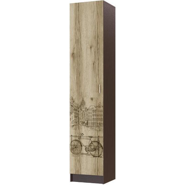 Шкаф распашной ТЭКС мебель Пенал универсальный однодверный, с полками внутри, Венге/Делано