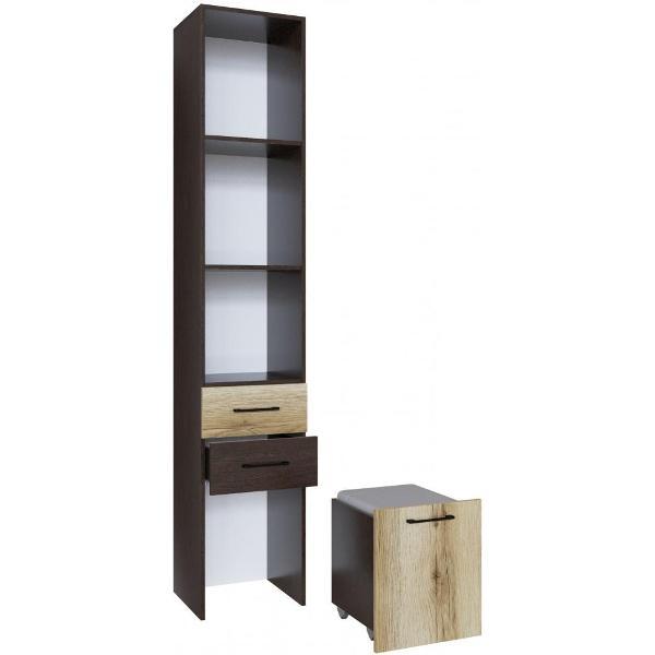 Шкаф распашной ТЭКС мебель Пенал с пуфиком и ящиками на роликовых направляющих, Венге/Делано