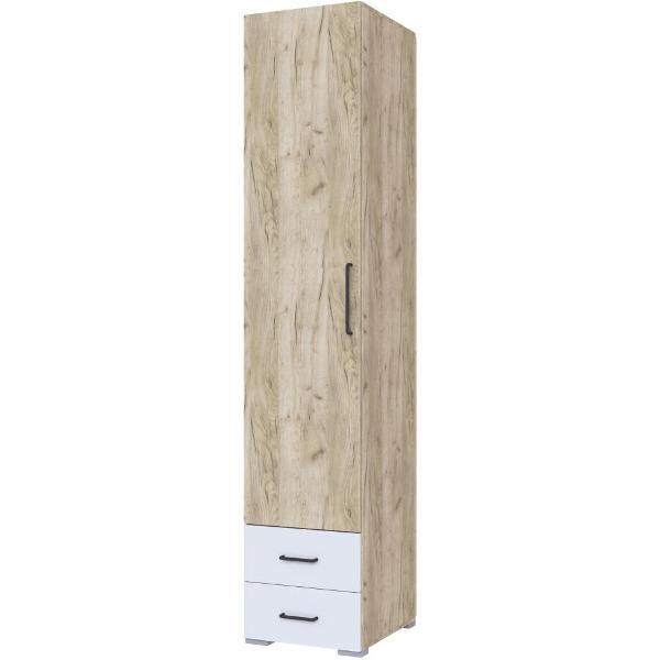 Шкаф распашной ТЭКС мебель Пенал с ящиками однодверный, с полками внтури - Дуб крафт серый