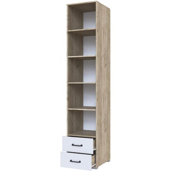 Шкаф распашной ТЭКС мебель Пенал с ящиками однодверный, с полками внтури - Дуб крафт серый