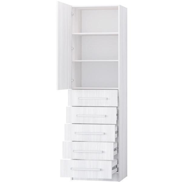 Шкаф распашной Регион 58 Пенал с выдвижными ящиками для хранения (5 ящ), Сандал светлый