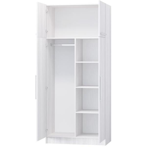 Шкаф распашной Регион 58 №1 со штангой для вешалок и полками для хранения, Сандал светлый