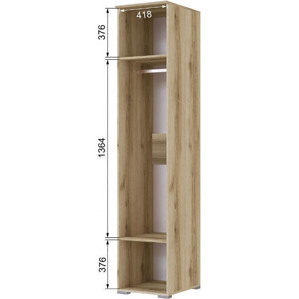 Шкаф распашной ТЭКС мебель Пенал со штангой и двумя полками, ЛДСП, 45х554,