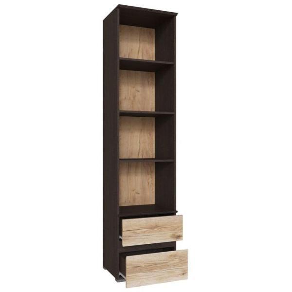 Шкаф распашной ТЭКС мебель Пенал закрытый с 3 полками и 2 выдвижными ящиками, ЛДСП, венге/делано