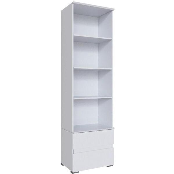 Шкаф распашной ТЭКС мебель Пенал открытый с 3 полками и 2 выдвижными ящиками, ЛДСП, белый