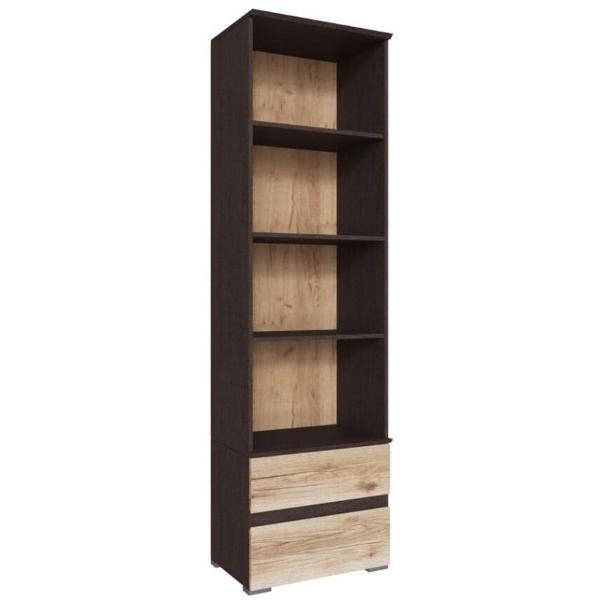 Шкаф распашной ТЭКС мебель Пенал открытый с 3 полками и 2 выдвижными ящиками, ЛДСП, венге/дуб делано