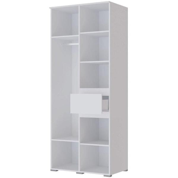 Шкаф распашной ТЭКС мебель двухстворчатый со штангой, пятью полками и ящиком, белый